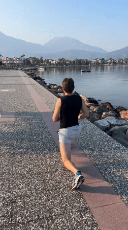 Morning exercise and daily life along Fethiye waterfront promenade