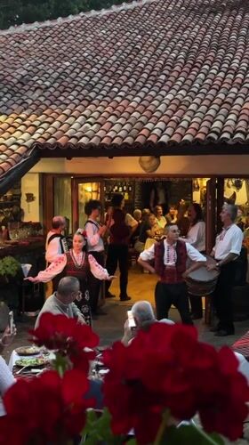 Folk dancing and live music at a Sofia restaurant