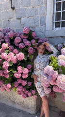 Photo shoot among hydrangeas on Perast stone steps