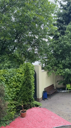 Morning residential life documented in Dnipro courtyard complex