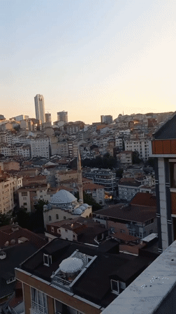 Kâğıthane's crowded skyline at golden hour, Istanbul