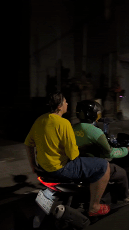 North Kuta nightlife: Grab scooter ride, Savaya event billboard