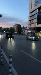 Evening street life and public art documented in Sofia