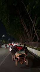 Nighttime traffic documented in Lhokseumawe, Indonesia