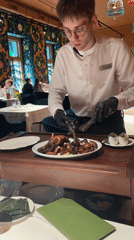 Upscale restaurant service documented in Saint Petersburg dining experience