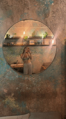 Visitor documents bohemian café experience in Ubud, Indonesia