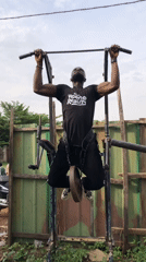 Man exercises at outdoor gym in Akwanga, Nigeria