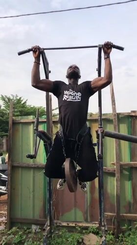 Man exercises at outdoor gym in Akwanga, Nigeria