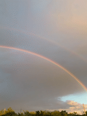 Double rainbow lights up stormy skies over Chaikovsky, Russia