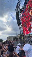 Budapest crowd watches soccer match on giant outdoor screen