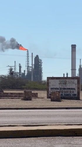 Industrial flare burns at Punto Fijo complex in Venezuela