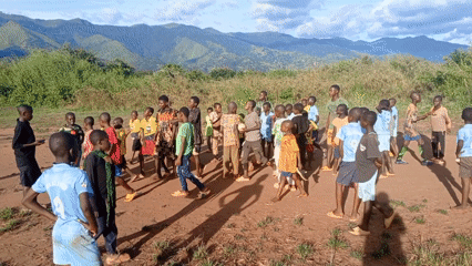 Children play soccer, adults learn tailoring in rural Congo community