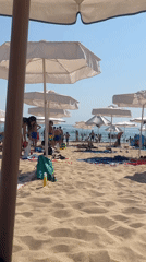 Busy summer beach day in Kiten, Bulgaria