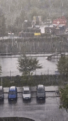 Heavy rainfall observed over Yekaterinburg parking lot and playground