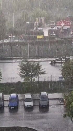 Heavy rainfall observed over Yekaterinburg parking lot and playground