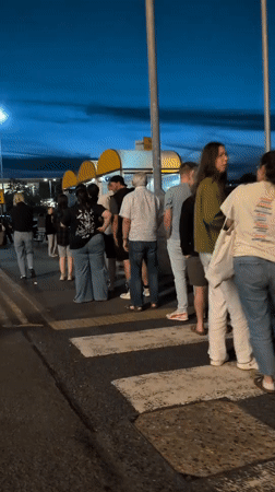 Evening queue and venue visit near Telford ASDA