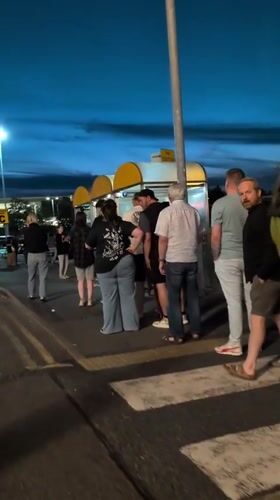 Evening queue and venue visit near Telford ASDA