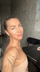 Woman photographed indoors in Abakan, Russia