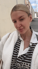 Woman records selfie video outdoors in Belgrade