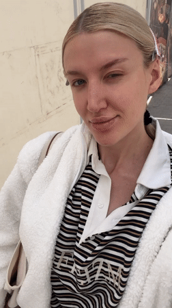 Woman records selfie video outdoors in Belgrade