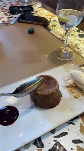 Chocolate lava cake dessert documented in Porto, Portugal