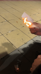 Man displays cartoon cards, burns paper in Bulgarian town