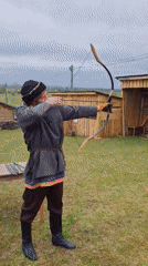 Historic archery practice captured at rural location
