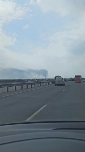 Smoke plume observed near Kitsjanovo highway, Russia