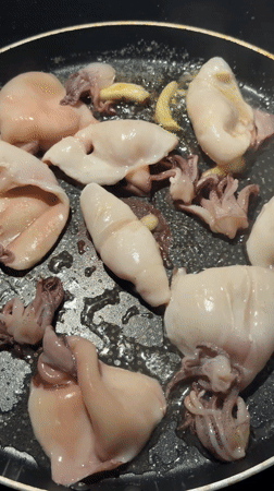Squid and garlic cooking preparation observed in Montenegro