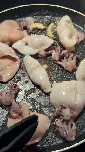 Squid and garlic cooking preparation observed in Montenegro
