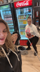 Young women take selfie video in Ruse shop backroom