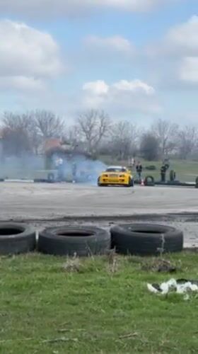 Car drifting event draws spectators in Buhovtsi, Bulgaria