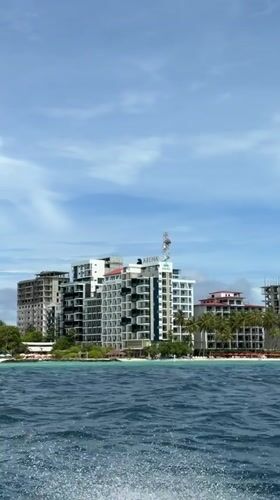 ARENA Hotel viewed from water in Maafushi, Maldives