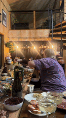 Elaborate meal preparation observed in Surgut dining setting