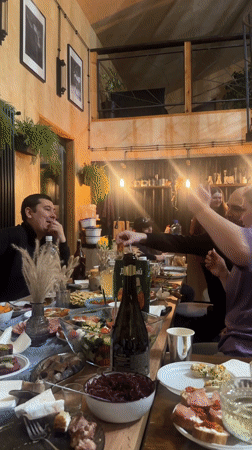 Elaborate meal preparation observed in Surgut dining setting