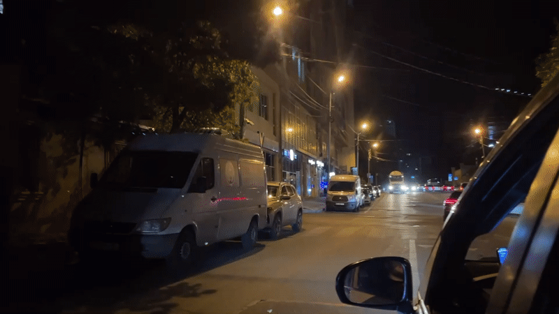 Nighttime cityscape documented in Tbilisi, Georgia