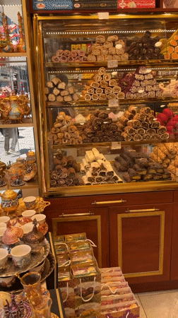 Festive Galatasaray flags decorate Beyoğlu streets amid Turkish sweets, trams