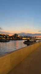 Dusk riverfront promenade filmed in Moscow