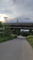Road passing under a concrete overpass in Batumi