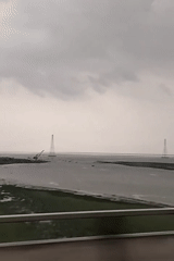 Rainy morning documented along Padma River near Mawa, Bangladesh