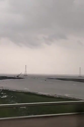 Rainy morning documented along Padma River near Mawa, Bangladesh