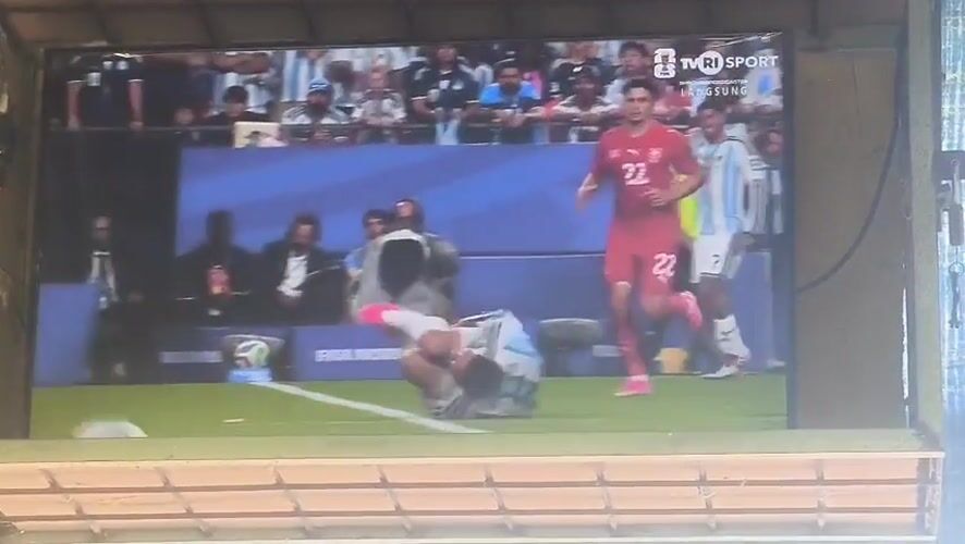 Argentina vs. Switzerland broadcast on outdoor screen in Indonesia