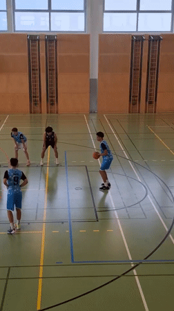 Young basketball players compete in Vienna gymnasium