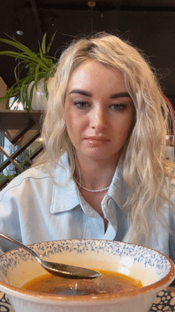 Women dine at decorated cafe in Izhevsk during morning hours