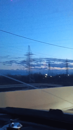 Twilight highway drive captured on video near Nizhnevartovsk, Russia