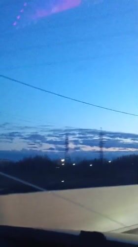 Twilight highway drive captured on video near Nizhnevartovsk, Russia