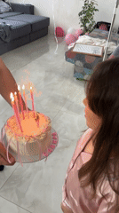 Amanda's 7th birthday cake, candles lit and blown out