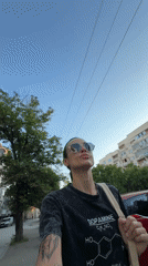 Woman in dopamine shirt recorded walking, lying on Pleven sidewalk