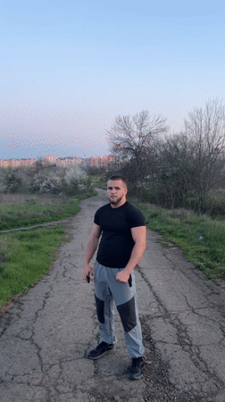 Man spotted on cracked path in Burgas, Bulgaria