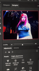 Pink-haired person photographed in Milan photo editing session